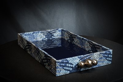Large Blue Rec serving tray