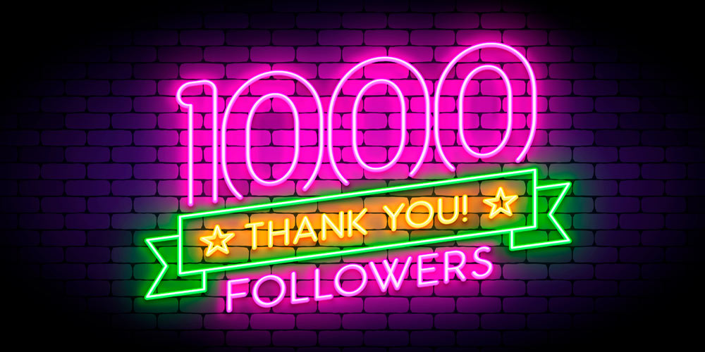 A business with established customers will have a head start on getting 1000 followers without ads.